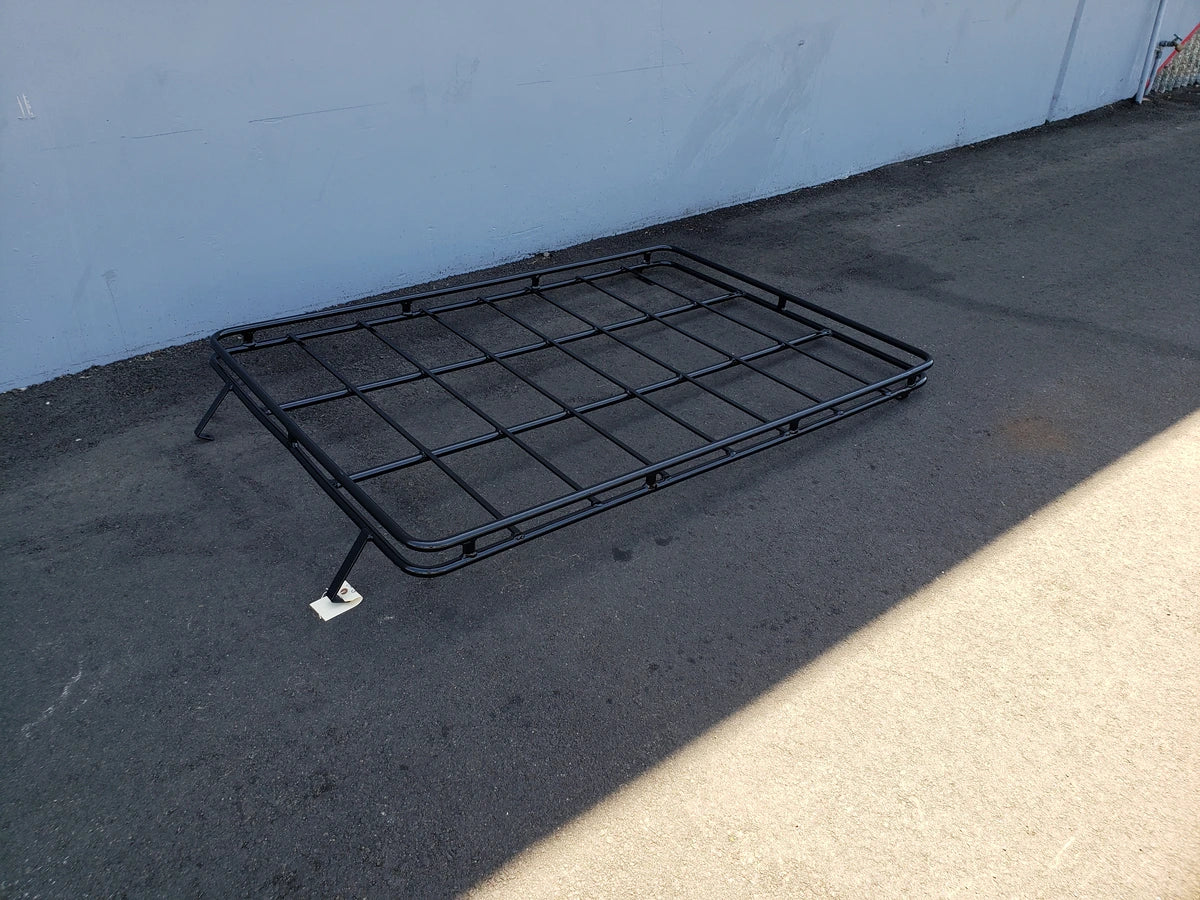 EZGO-S4CURVED-64RR3 ROOF RACK FOR EZ GO EXPRESS S4 black metal grid-style roof rack designed for custom fabrication on golf carts, ideal for carrying cargo and accessories.