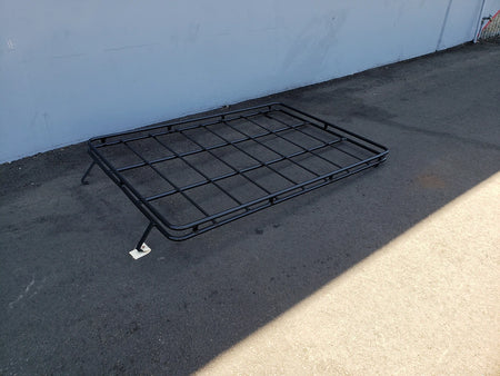 EZGO-S4CURVED-64RR3 ROOF RACK FOR EZ GO EXPRESS S4 black metal grid-style roof rack designed for custom fabrication on golf carts, ideal for carrying cargo and accessories.