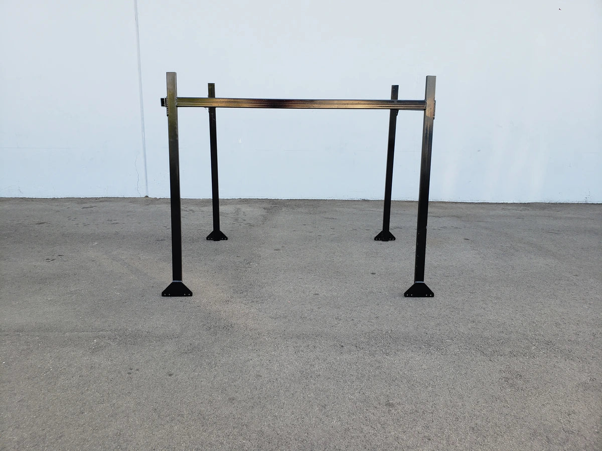 FB-45X72-TLR TOP MOUNT LADDER RACK FOR FLATBED made of sturdy metal with a black finish, designed as a custom fabrication for golf carts providing reliable cargo support.
