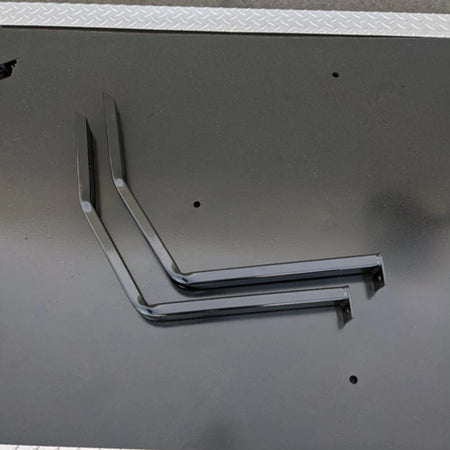 Custom-fabricated black metal brackets designed as part of the EZGO-RXV-PS6-4F+2B EZGO RXV 6 PASSENGER CONVERSION for golf carts.
