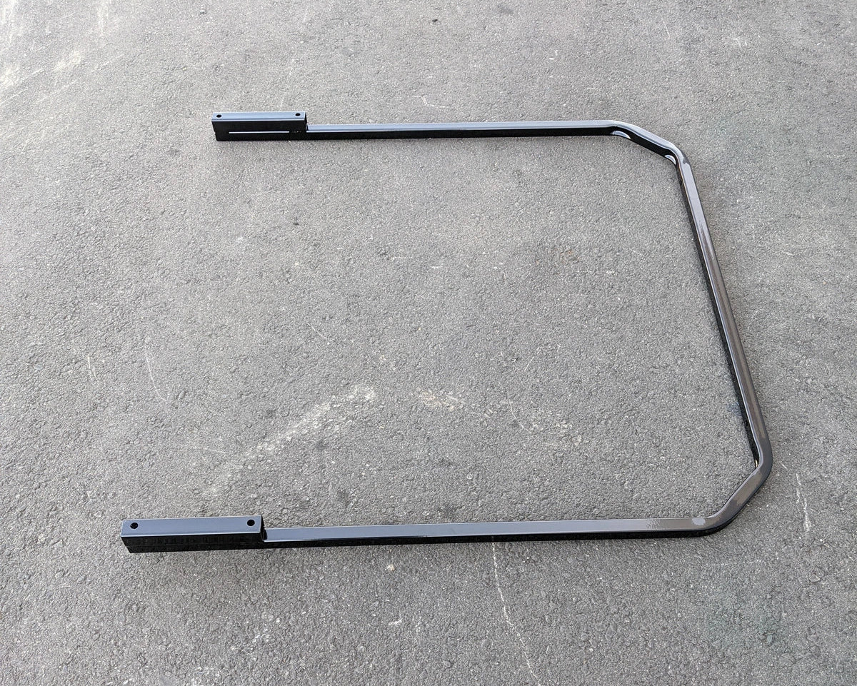 EZGO-TXTMED-UTIL-RTS EZ GO TXT / MEDALIST (ALL MODELS) REAR TOP SUPPORT FOR UTILITY BOX, a custom-fabricated black metal frame designed for golf cart utility box reinforcement.