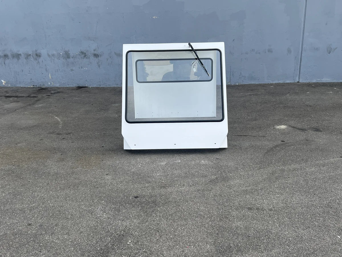 White SCE-TDBIG-CAB-ND CAB ENCLOSURE FOR TAYLOR DUNN BIGFOOT, NO DOORS, with clear window and wiper, designed for custom fabrication for golf carts.