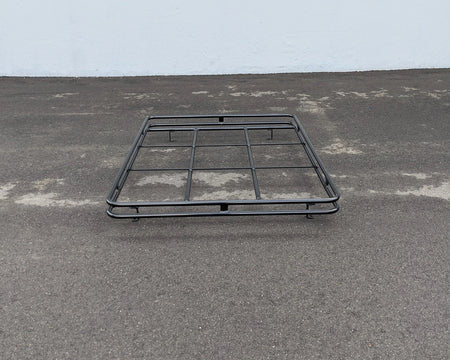 EZGO-RXV-54RR3 ROOF RACK FOR EZGO RXV custom fabricated flat black metal roof rack designed for golf carts, ideal for carrying cargo and accessories.
