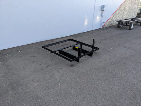 EZGO-TXTMED-DECK44X44 EZ GO TXT AND MEDALIST DIAMOND PLATE STEEL UTILITY DECK 44″ X 44″ shown as a custom fabricated black steel frame for golf carts utility and cargo use.