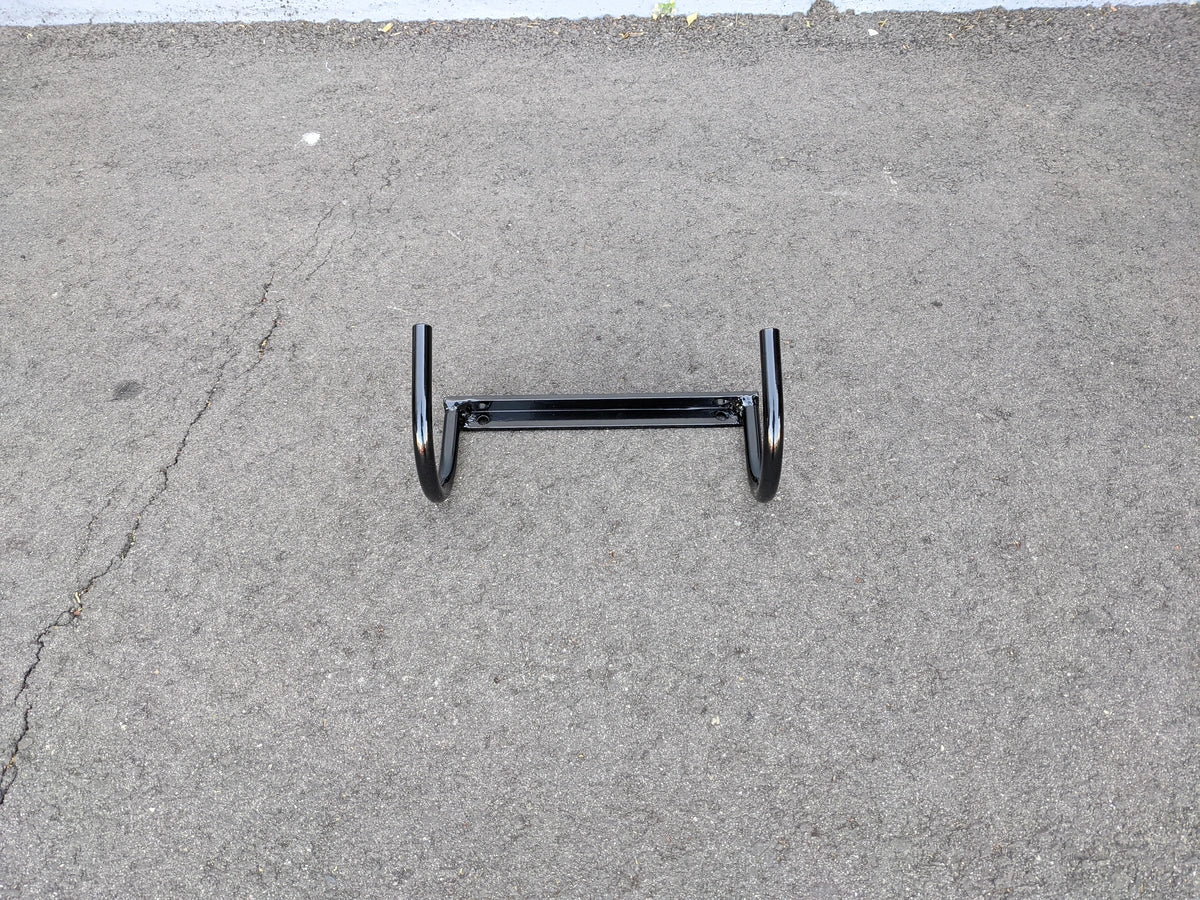 CH-9MOUNT CHAIR HOOK FOR GOLF CART RACKS made of black metal, designed for custom fabrication on golf carts to securely hold chairs or accessories.