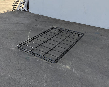 EZGO-EXPL6-64RR3 EZ GO EXPLORER AND L6 ROOF RACK flat black metal cargo rack designed for golf carts, offering custom fabrication and durable utility for carrying gear and accessories.