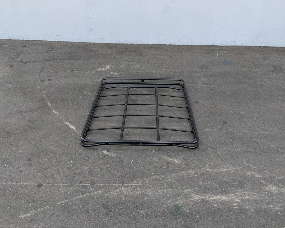 EZGO-2FIVE-49RR3 EZ GO 2 FIVE ROOF RACK made of black metal tubing designed as custom fabrication for golf carts to carry cargo and accessories securely on the roof.
