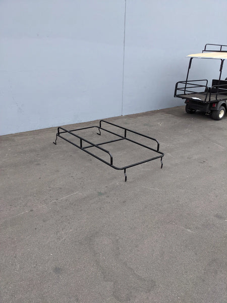 CUSH-SHUTTLE2-84LR CUSHMAN SHUTTLE 2 LADDER RACK custom fabricated black metal ladder rack designed for golf carts, ideal for carrying ladders and cargo accessories.