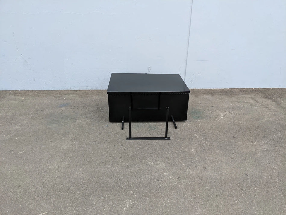 EZGO-RXV-CARGO31 EZ GO RXV HEAVY-DUTY LOCKING CARGO BOX black metal utility box designed for custom fabrication for golf carts, ideal for secure cargo storage.