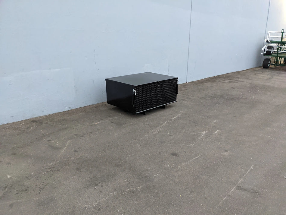 EZGO-TXT14+-CARGO31 EZ GO TXT 2014 AND NEWER MODEL LOCKING CARGO BOX in black, custom fabrication for golf carts, designed for secure utility and cargo storage.