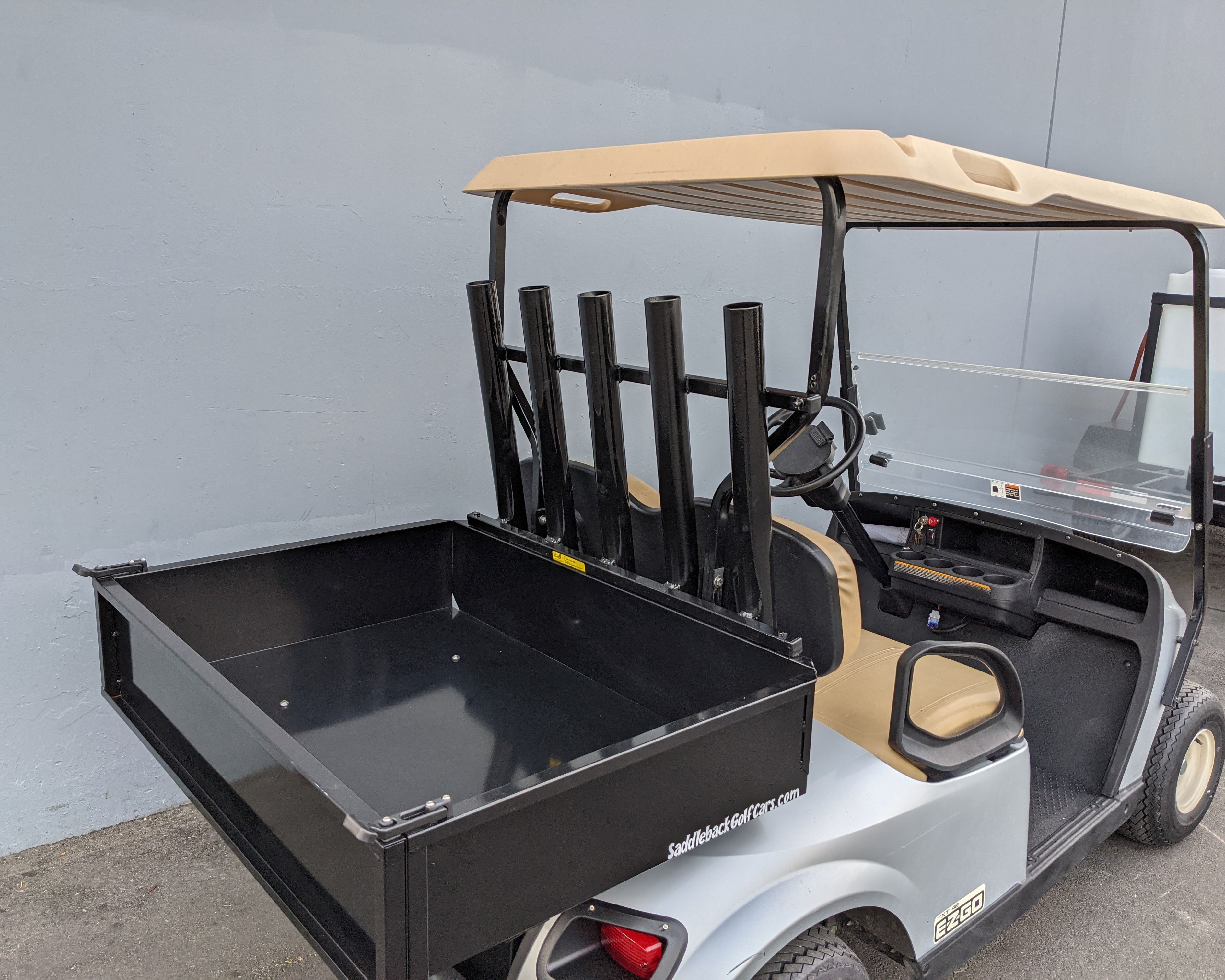 5-Tube Rear Tool Rack for Golf Carts highlighting the storage capacity.
