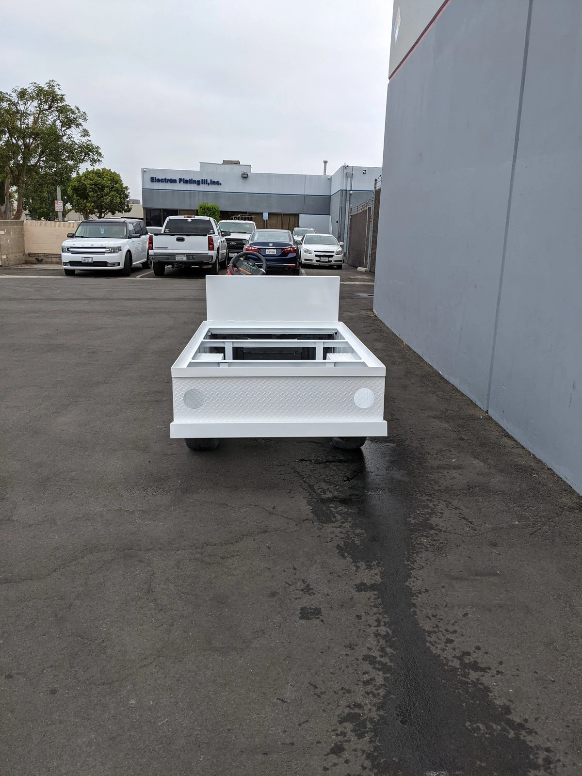 CC-PREC-ST-FLAT-72 CLUB CAR PRECEDENT 6 FOOT FLATBED CONVERSION in white custom fabrication designed as a specialty golf cart flatbed for utility cargo and cart hauling applications.