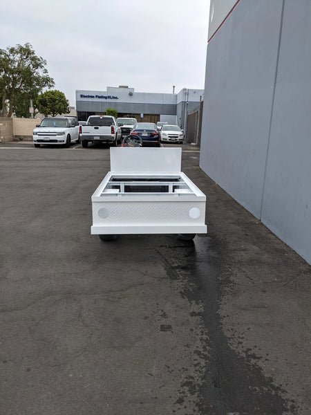 CC-PREC-ST-FLAT-72 CLUB CAR PRECEDENT 6 FOOT FLATBED CONVERSION in white custom fabrication designed as a specialty golf cart flatbed for utility cargo and cart hauling applications.