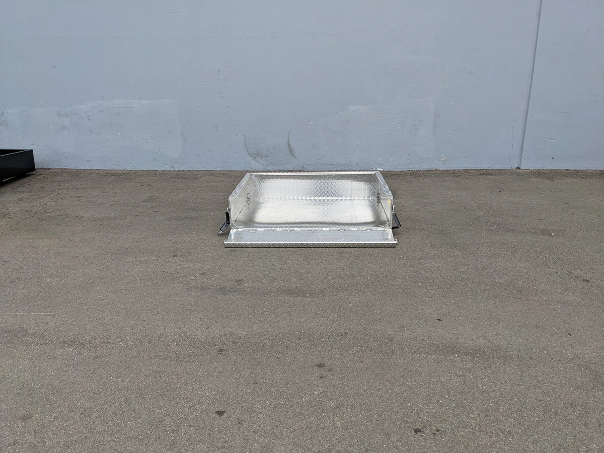 EZGO-RXV-UTIL31A EZ GO RXV ALUMINUM DIAMOND PLATE UTILITY BOX designed for custom fabrication on golf carts, featuring durable aluminum diamond plate construction for secure cargo storage.