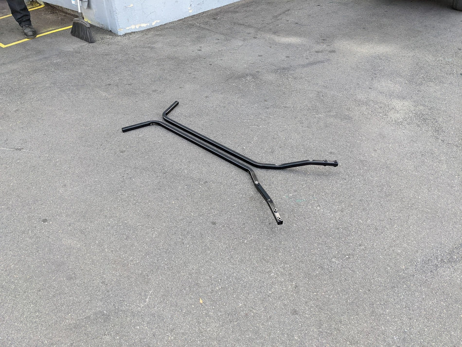 CC-ONWARD-FTS CLUB CAR ONWARD FRONT TOP SUPPORT black metal frame piece designed for golf cart accessories and utility enhancement.
