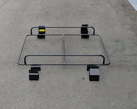 ACG-TSPORT-50LR AMERICAN CUSTOM GOLF CAR T-SPORT LADDER RACK made of black metal tubing designed for securely carrying ladders and cargo on golf carts.