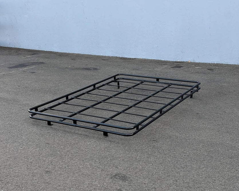 EZGO-LIBERTY-64RR3 EZ GO LIBERTY ROOF RACK in black metal, custom fabrication for golf carts, designed for carrying cargo and utility on top of golf carts.