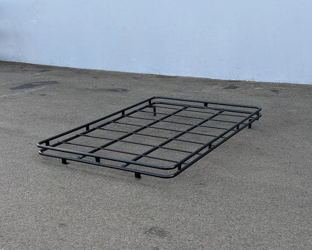 EZGO-LIBERTY-64RR3 EZ GO LIBERTY ROOF RACK in black metal, custom fabrication for golf carts, designed for carrying cargo and utility on top of golf carts.