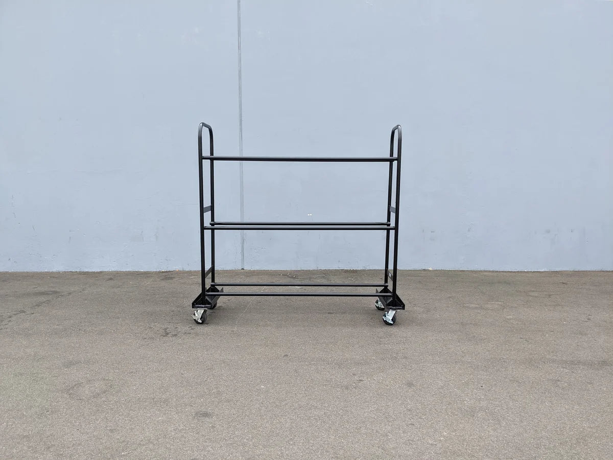 TR-GC1624-24X72 Tire Rack on casters designed for custom fabrication for golf carts, featuring a durable metal frame suitable for organizing tires and golf cart accessories.