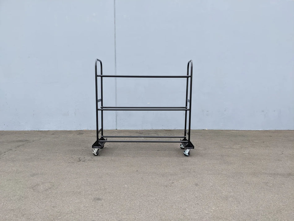 TR-GC1624-24X72 Tire Rack on casters designed for custom fabrication for golf carts, featuring a durable metal frame suitable for organizing tires and golf cart accessories.