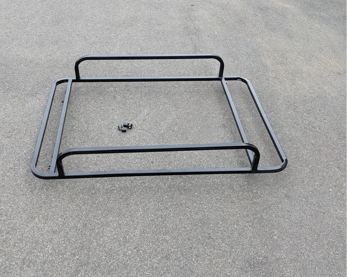 EZGO-RXV-54LR EZ GO RXV HEAVY-DUTY LADDER RACK black metal custom fabrication for golf carts designed to hold ladders securely.