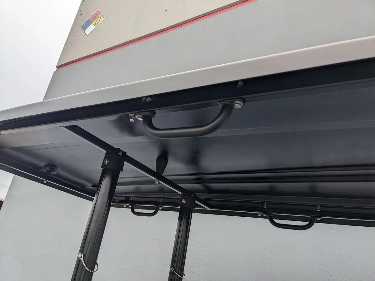 GRAB HANDLE 7″ multi-purpose heavy-duty bolt-on handle mounted under a golf cart roof, featuring custom fabrication designed for golf carts with sturdy metal construction.