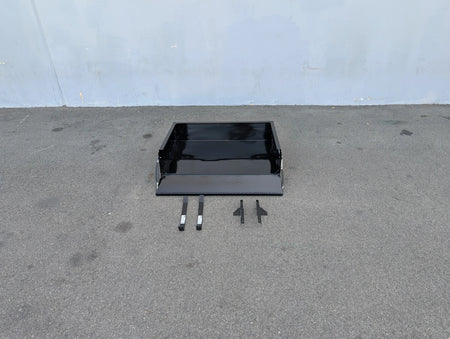 CC-PREC-UTIL31 CLUB CAR PRECEDENT HEAVY-DUTY INDUSTRIAL UTILITY BOX WITH TAILGATE shown in black with mounting hardware, designed for custom fabrication for golf carts.