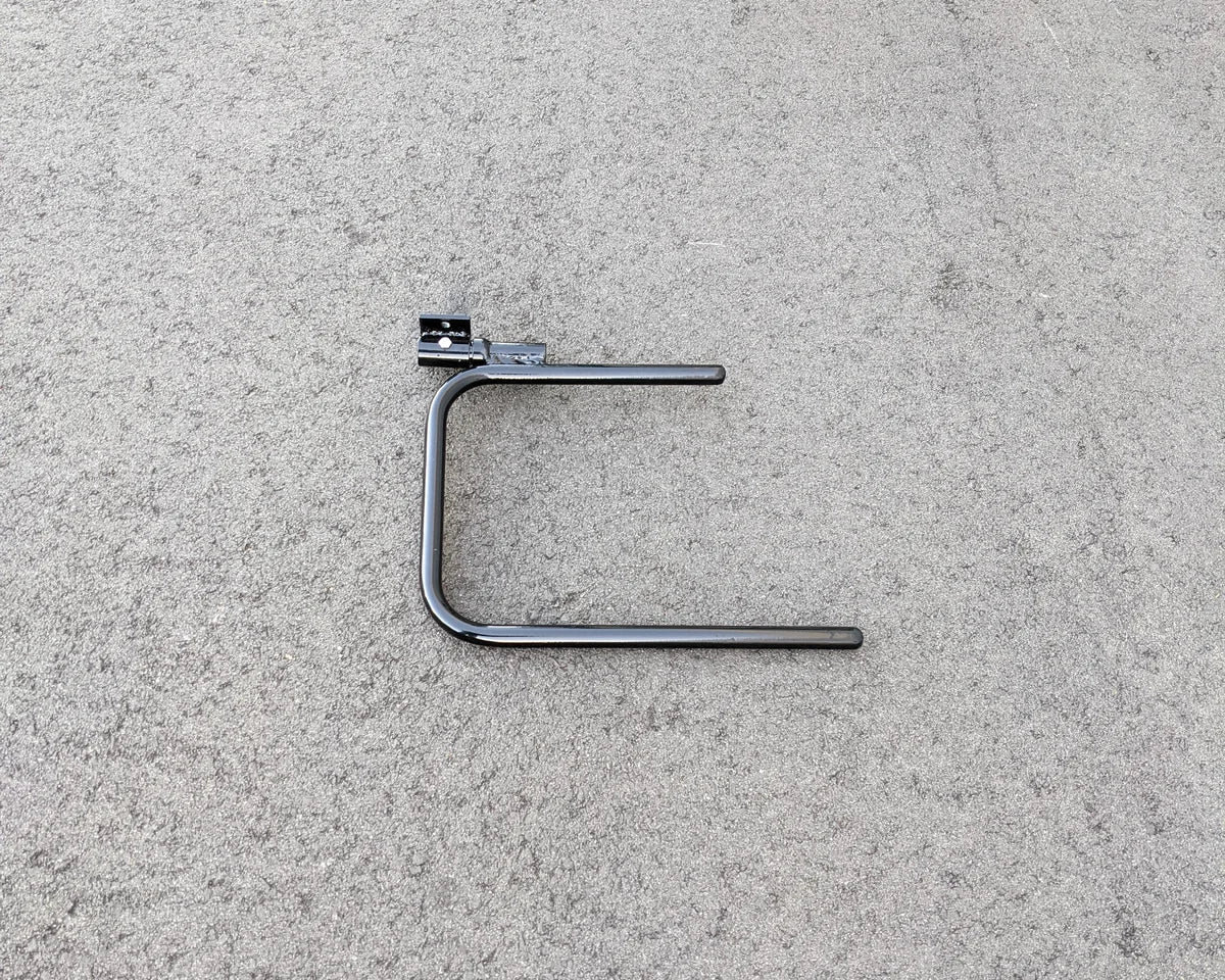 Black metal SURF-SWIV-BRKT SURFBOARD SWIVEL BRACKET designed for custom fabrication for golf carts, ideal for securely holding surfboards or other cargo in place.