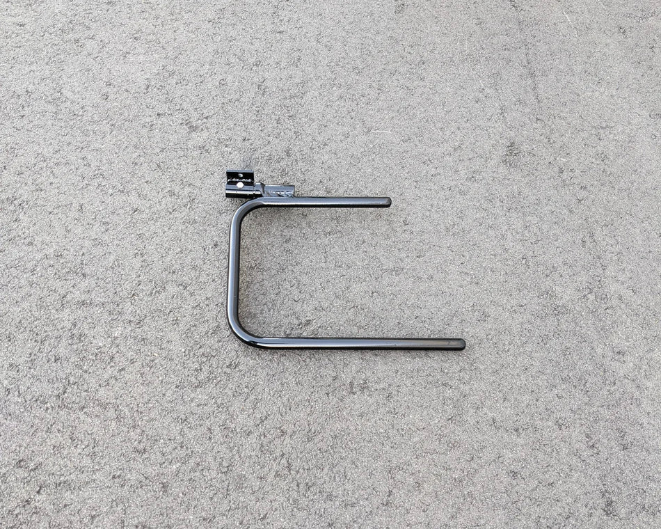 Black metal SURF-SWIV-BRKT SURFBOARD SWIVEL BRACKET designed for custom fabrication for golf carts, ideal for securely holding surfboards or other cargo in place.